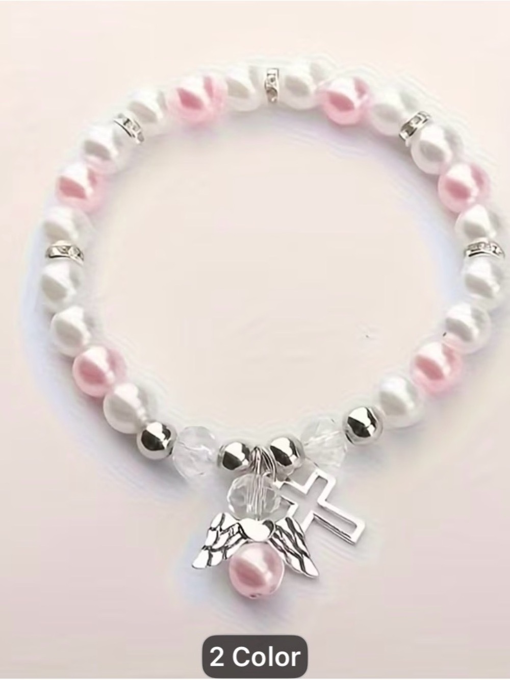 Unbranded Pink & White Angel Charm Bracelet